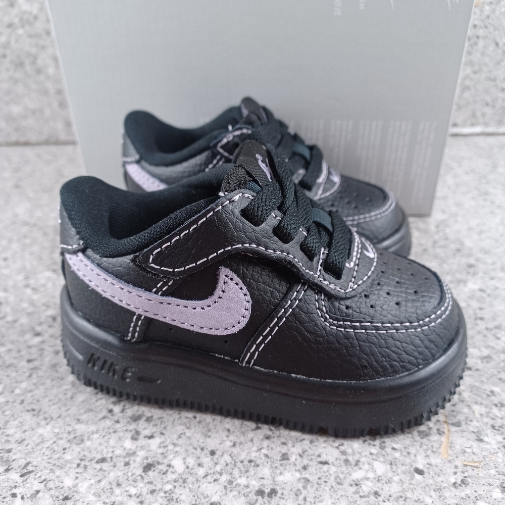 Nike Force 1 Low Easyon LV8 Black Purple Kids Toddler Sneakers 3C Shoes